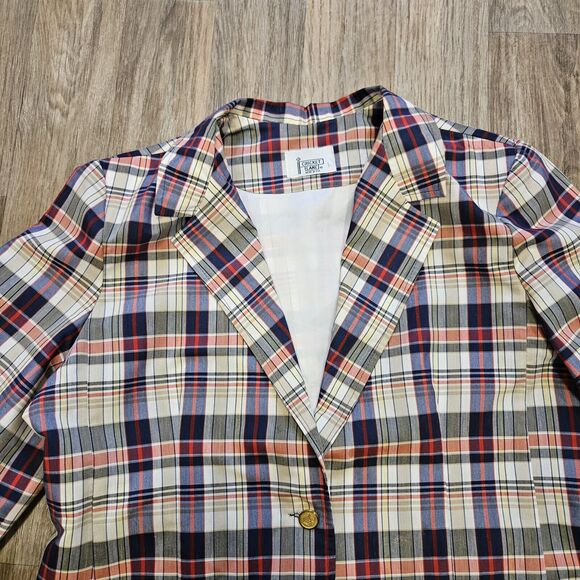 Vtg Cricket Lane Plaid Blazer Jacket Womens 2X Acadamia Preppy Lightweight - Picture 2 of 10